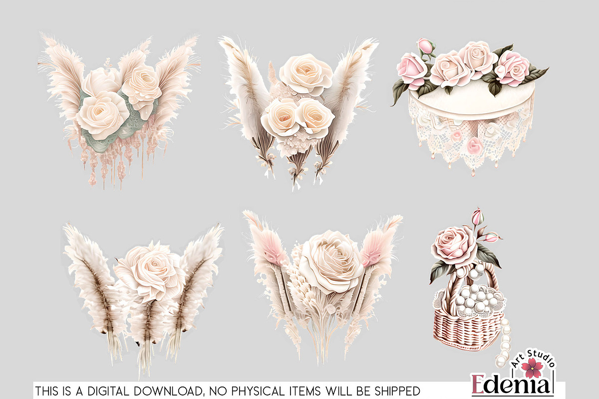 Vintage Romantic Decorations Clipart, a Decorative Illustration by EdeniaArtStudio (Photo 3 of 5)