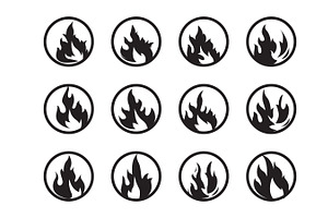 Flat design fire logo set flame, a Branding & Logo Template by Maylianaw28