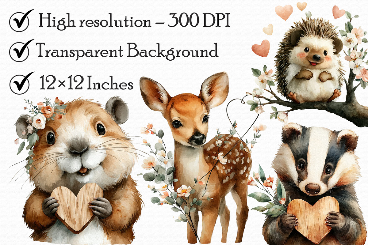 Watercolor Valentine Forest Animals, a Graphic by Libby Wishes (Photo 6 of 7)