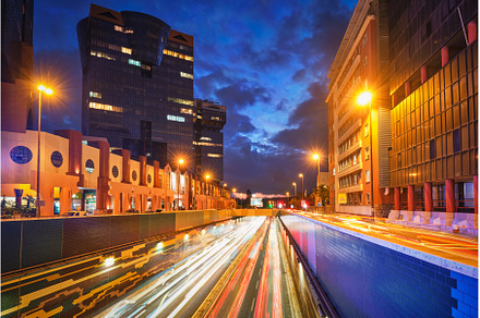 Cityscape at Dusk - Long Exposure of, a Transportation Photo by f9photos