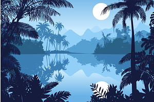Jungle horizontal background with, an Illustration by Valerie Bodnar
