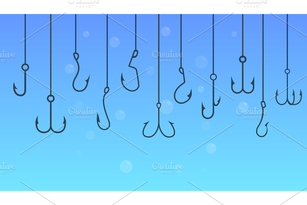 Fishing hooks underwater. Catching, an Illustration by Valerie Bodnar