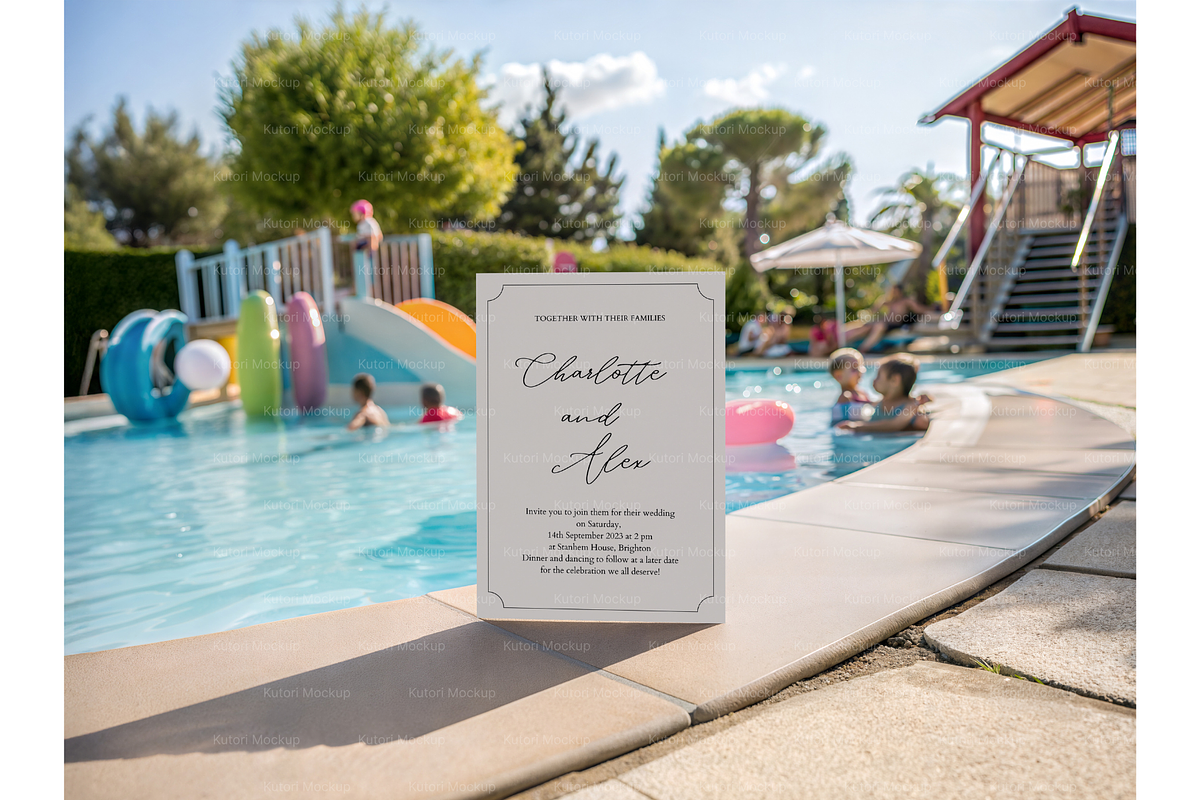 Fun Poolside Party Invitation Mockup, a Product Mockup by MockupWizard (Photo 4 of 5)