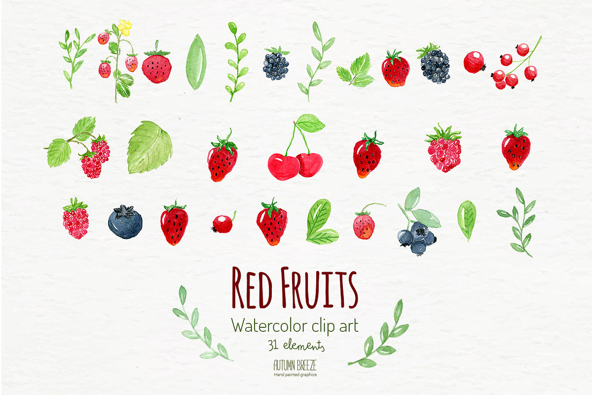 Watercolor fruits clipart, a Food Illustration by Autumn Breeze (Photo 3 of 4)
