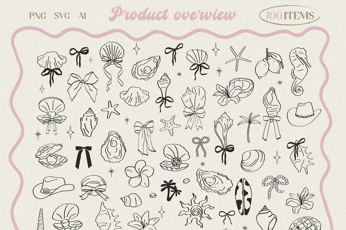 Coastal Summer Vector Doodles, a Seasonal Illustration by yabluko_draws (Photo 2 of 7)