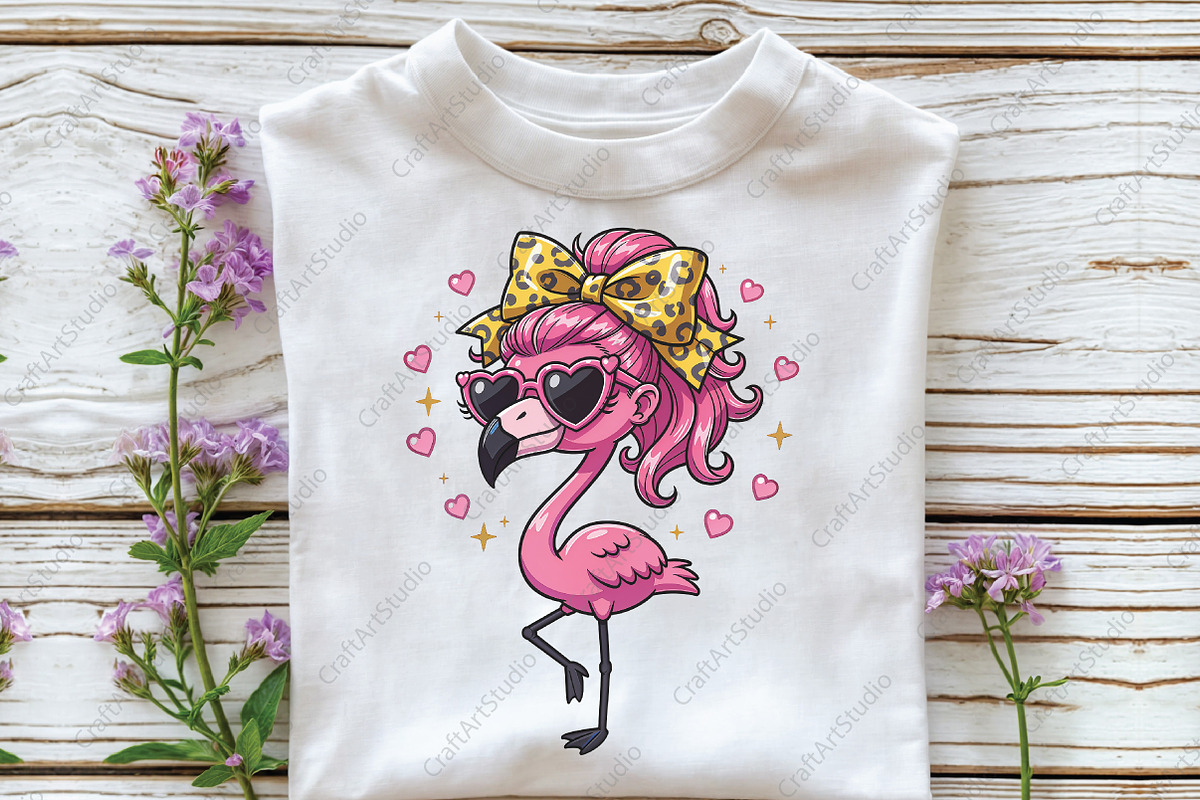 Cute Flamingo Leopard Bow Summer Png, an Illustration by CraftArtStudio (Photo 2 of 4)