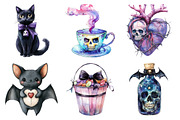 Watercolor Pastel Gothic Halloween, an Illustration by Daily.Designs (Thumbnail 5 of 5)