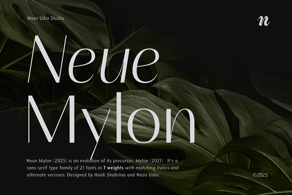 Neue Mylon - 21 Fonts, a Sans Serif Font by Nasir Udin (Photo 1 of 14)
