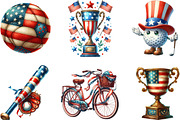 Patriotic Sports Elements Clipart, an Illustration by Designking (Thumbnail 2 of 4)