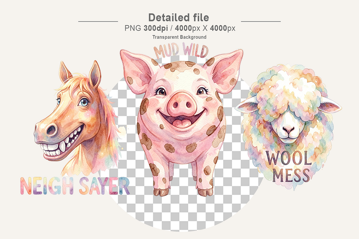 Funny Rustic Barnyard Sublimation, an Illustration by Artnoy (Photo 3 of 8)