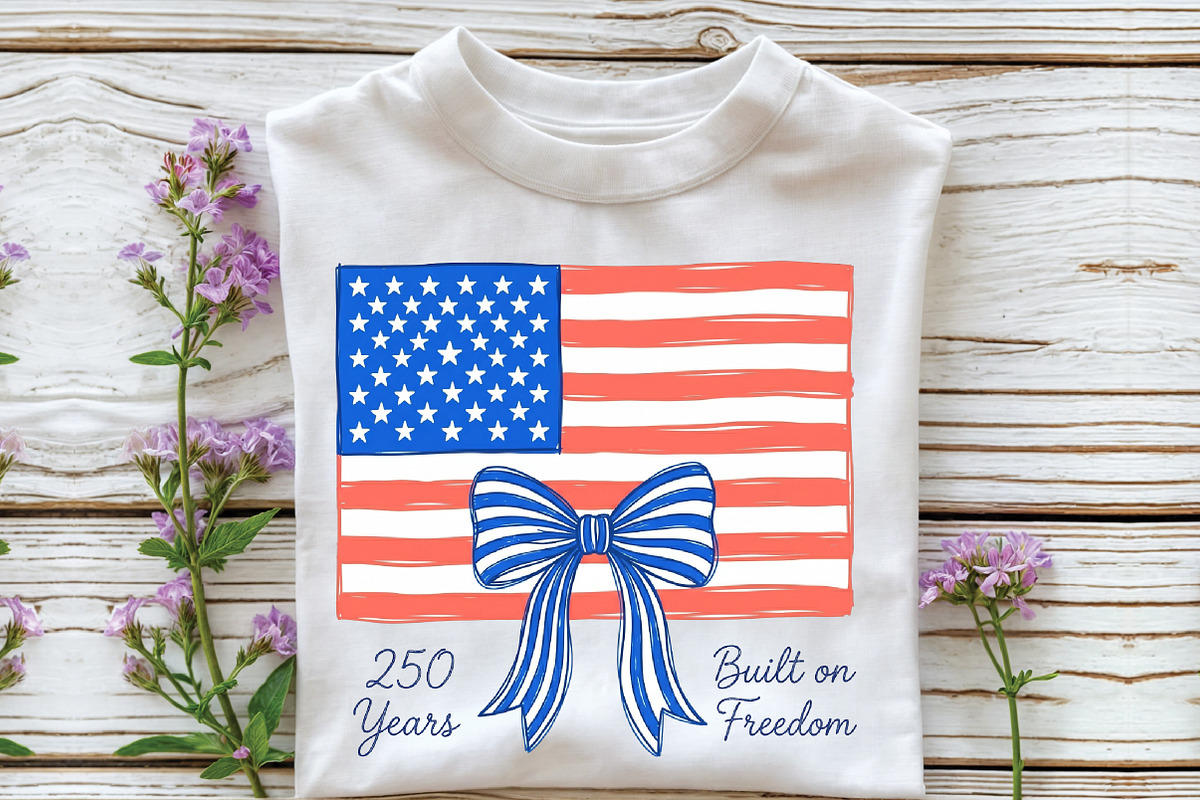 4th of July USA Flag Hand-drawn PNG, a Work Illustration by CraftArtStudio (Photo 2 of 4)