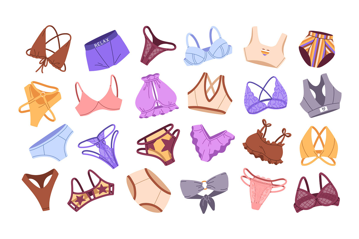 Female lingerie set + backgrounds, an Object Illustration by PaperTrident (Photo 2 of 10)