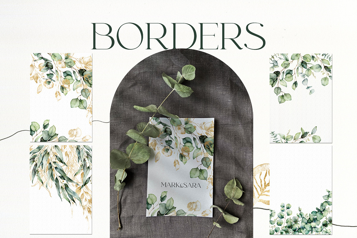 Eucalyptus watercolor leaves clipart, a Decorative Illustration by Yuliya Derbisheva (Photo 8 of 15)