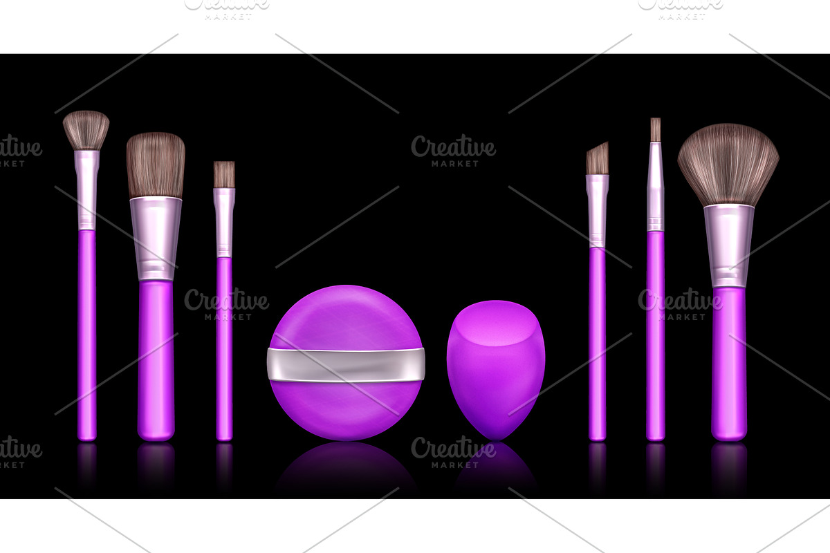 Makeup brush and sponge set isolated, an Object Illustration by art PVP - market