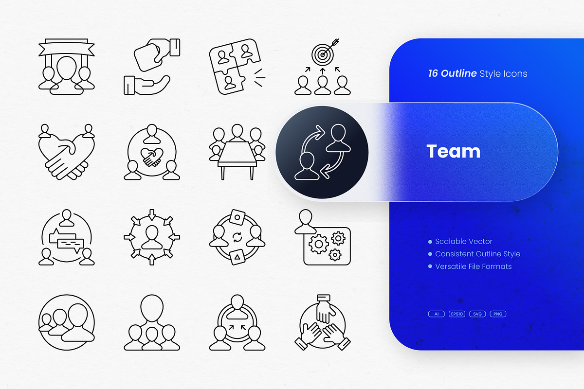 Team Outline Icons, an Outline Icon by cidcud_graphic