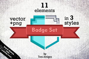 Vector badge set 11 pc. in 3 styles