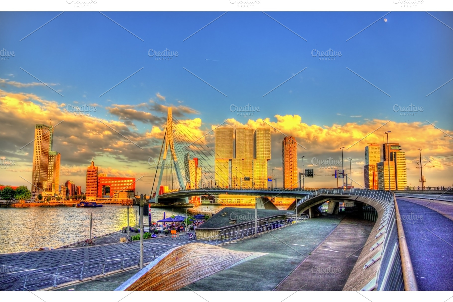 Erasmus bridge in rotterdam netherlands stock photo containing rotterdam and, an Architecture Photo by Leonid Andronov