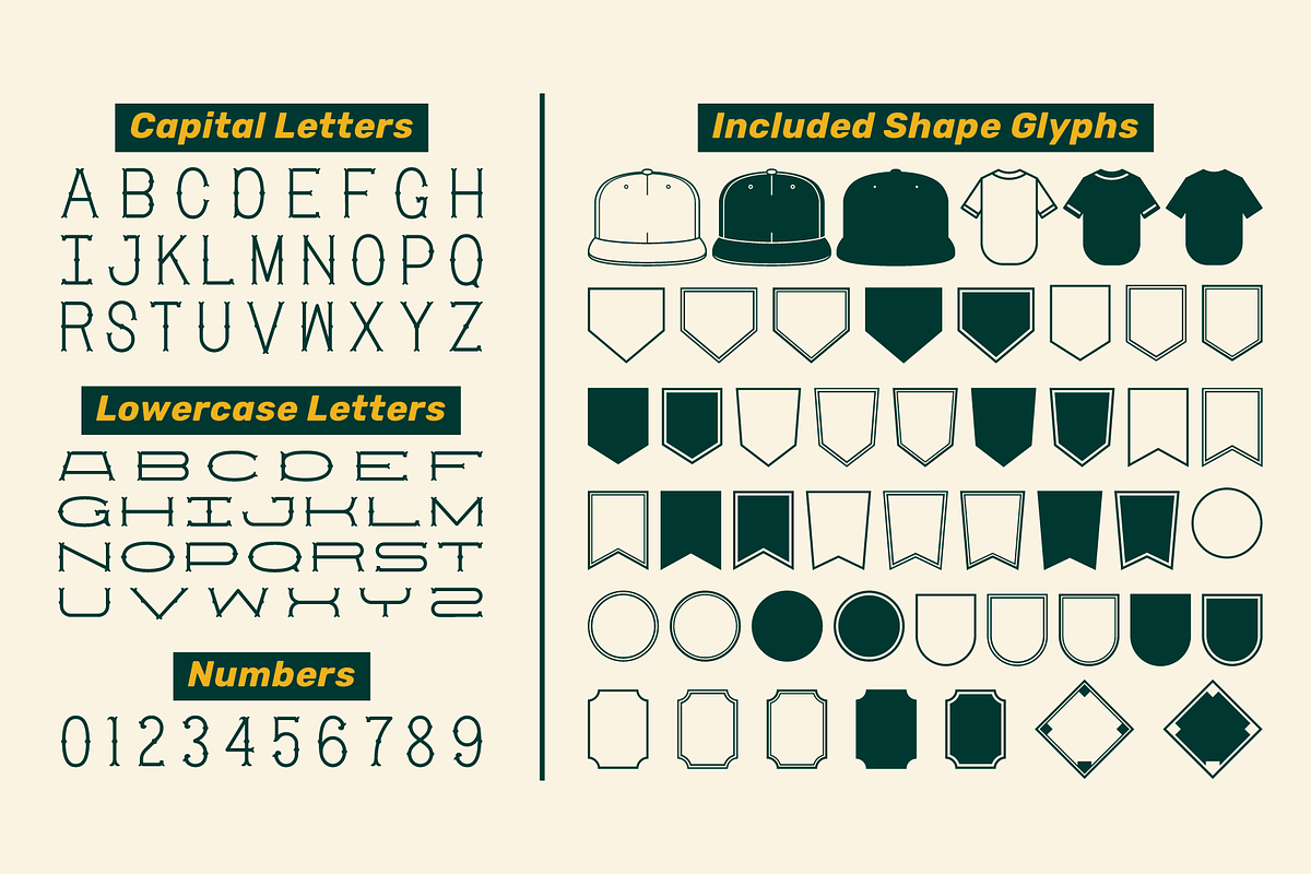 Retro-Era Baseball Serif Style 1, a Symbol Font by Para-Scope Design (Photo 6 of 8)