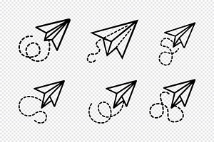 Paper airplanes flying icon, an Outline Icon by Toufiqul