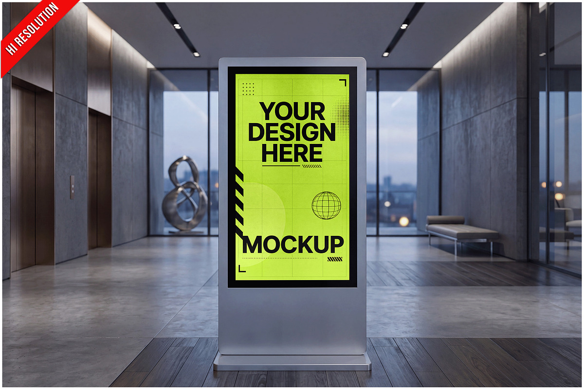 Digital Billboard Modern Lobby PSD, an Advertising Mockup by Bruno's Shop (Photo 1 of 3)