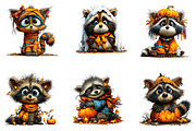 Halloween Raccoon Clipart Bundle, a Seasonal Illustration by CreationArt (Thumbnail 2 of 5)