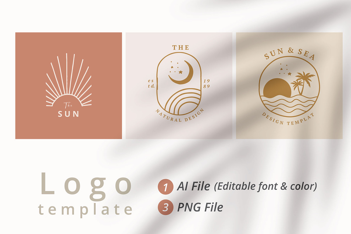 Sun bohemian logo tempplate 2#, a Branding & Logo Template by Piixypeach (Photo 3 of 7)