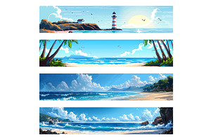Tropical and Coastal Beach Scenes, an Illustration by AlexArt