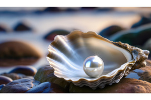 Single pearl on a half-opened oyster, a Beauty & Fashion Photo by Igor Tichonow