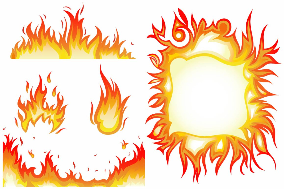 Set of flame fire and sun, an Icon by LineworkStock