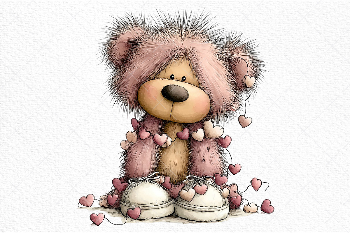 Quirky Valentine Teddy Bear Clipart, an Illustration by Craft Nest (Photo 11 of 11)