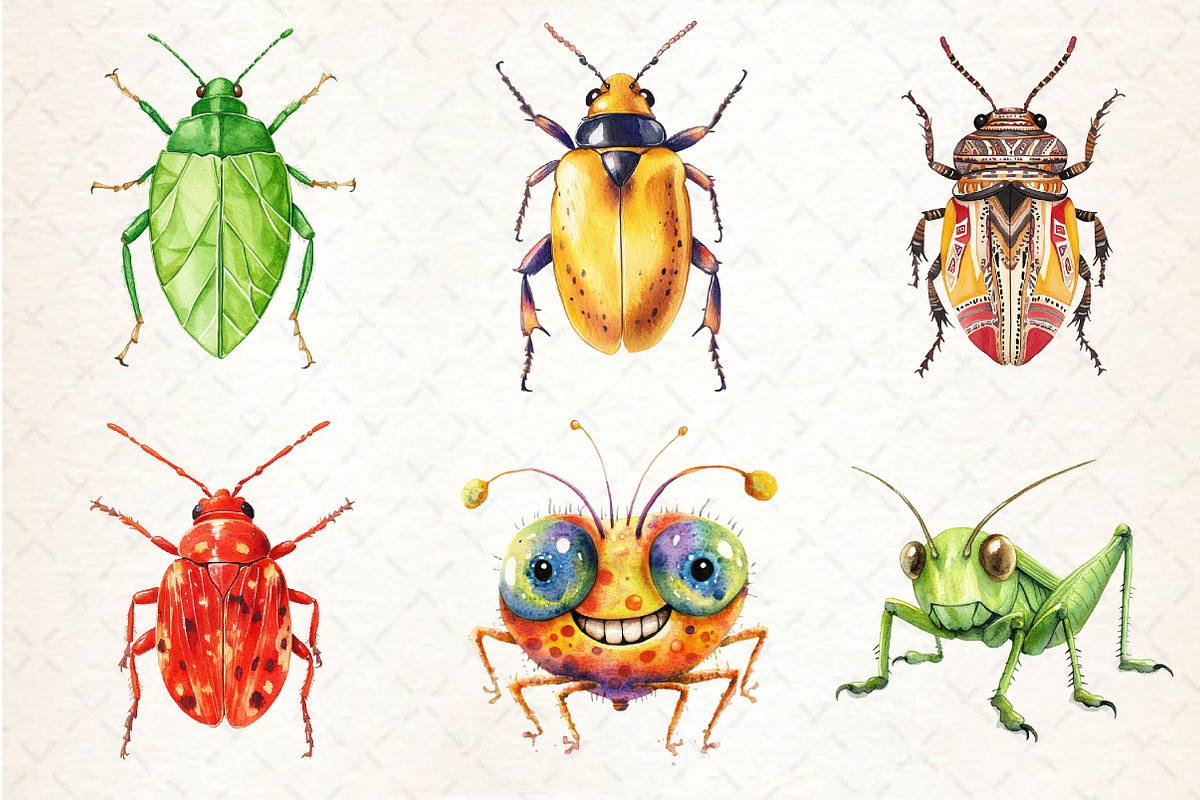 Watercolor Bugs Sublimation Clipart, an Illustration by Dream Creation (Photo 4 of 6)
