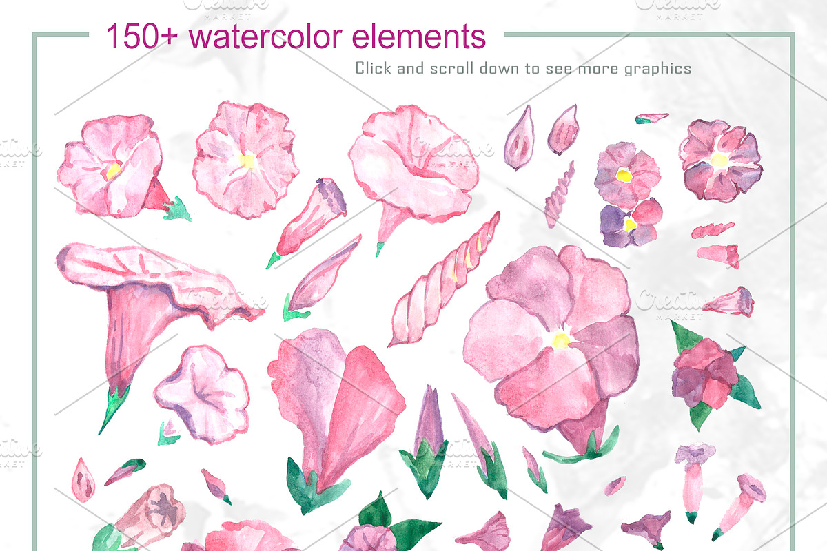 Spring floral alphabet. Graphic set., an Illustration by Art Watercolor (Photo 4 of 5)