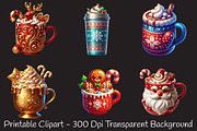 Holiday Hot Cocoa & Mugs Clipart Set, an Illustration by RobertsArt (Thumbnail 3 of 5)