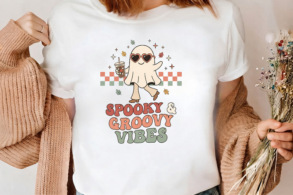 Spooky And Groovy Vibes Ghost PNG, a Seasonal Illustration by CrexoraLab (Photo 3 of 4)