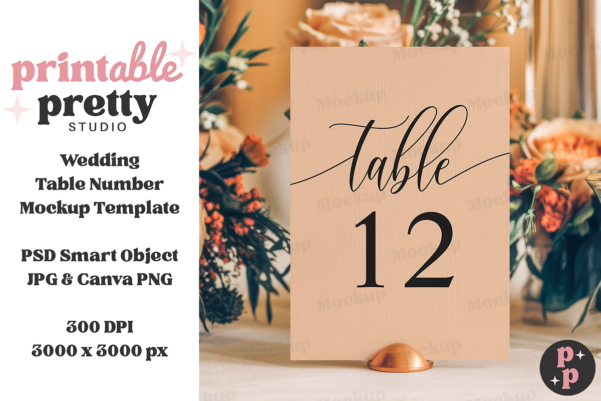 Rustic Floral Table Number Mockup, a Product Mockup by Printable Pretty Studio (Photo 7 of 10)