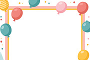 Birthday party frame with festive balloons, cupcake, gift, and p, an Illustration by Studio ANNA (Thumbnail 2 of 2)