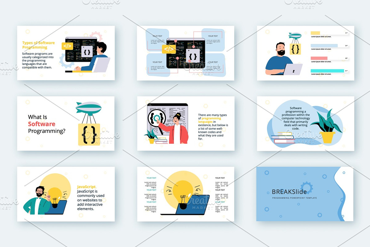 Programming Powerpoint Illustration, a Presentation Template by alexdndz