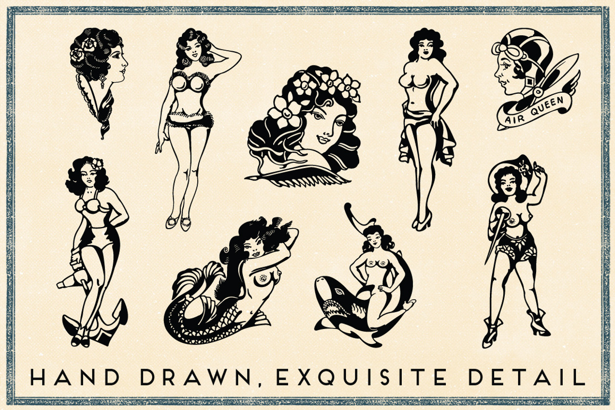 Retro Tattoos Nine Sailor Ladies, an Illustration by Piddix Archives (Photo 2 of 3)
