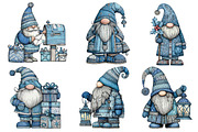 Christmas Blue Gnomes Clipart, an Illustration by Dream Creation (Thumbnail 5 of 7)