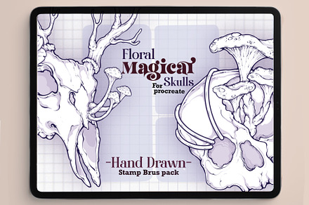 Floral Magical Skull Stamp Brushes