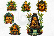 Vibrant Buddha Clipart Set, a Decorative Illustration by ThatsDesignArt (Thumbnail 4 of 10)