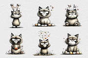 Quirky Easter Grumpy Cat Clipart, an Illustration by DreamCafeArt (Thumbnail 6 of 6)