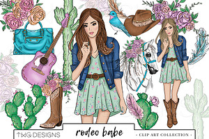 Fashion Girl Country Chic Clip Art