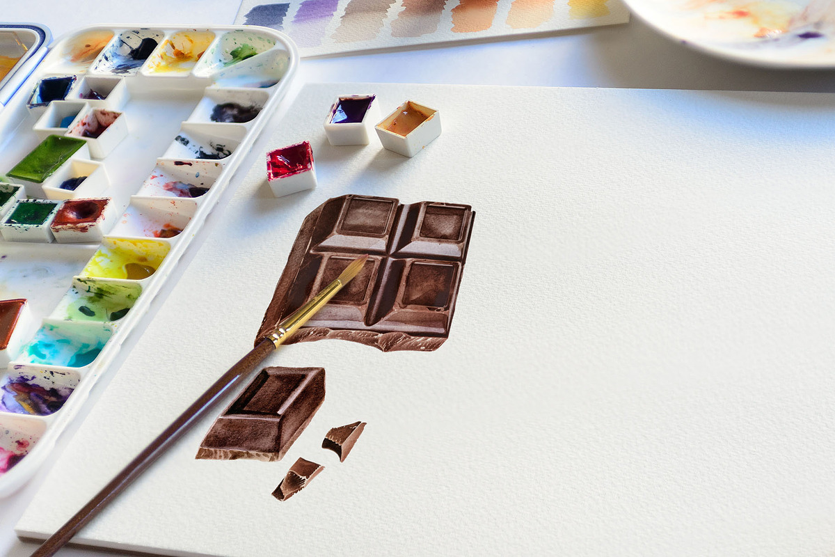 Watercolor Chocolate Vector Set, a Pattern Graphic by Deckar_art (Photo 3 of 4)