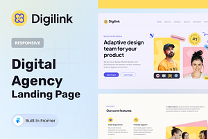 Digilink - Framer Template, a Landing Page Template by Agensip Design Agency