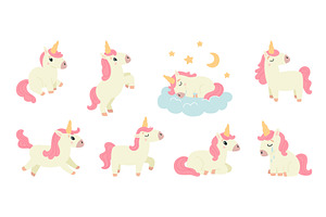 Cartoon unicorn characters. Funny, an Animal Illustration by LadadikArt