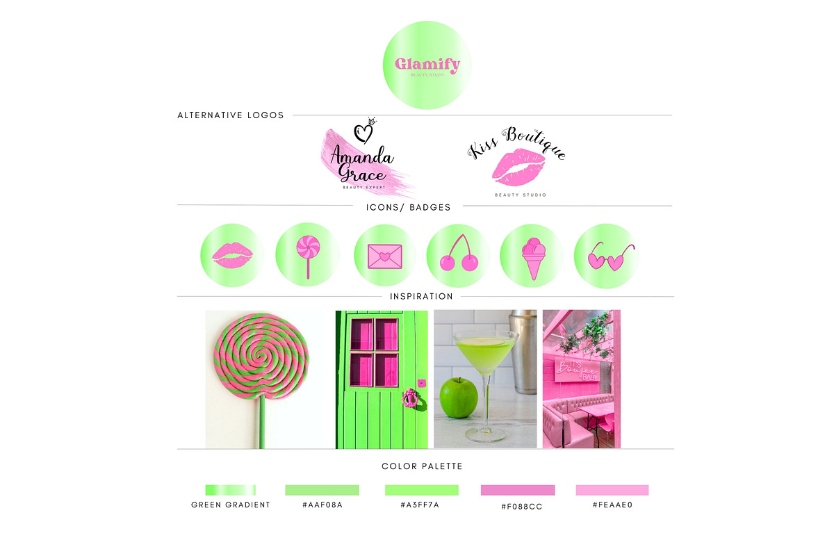 Pink and Green Brand Kit Canva, a Branding & Logo Template by CopertiniStudio (Photo 2 of 8)