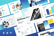 Blue Yellow Modern Business Plan Pre, a Presentation Template by Slide-Agency (Thumbnail 1 of 11)