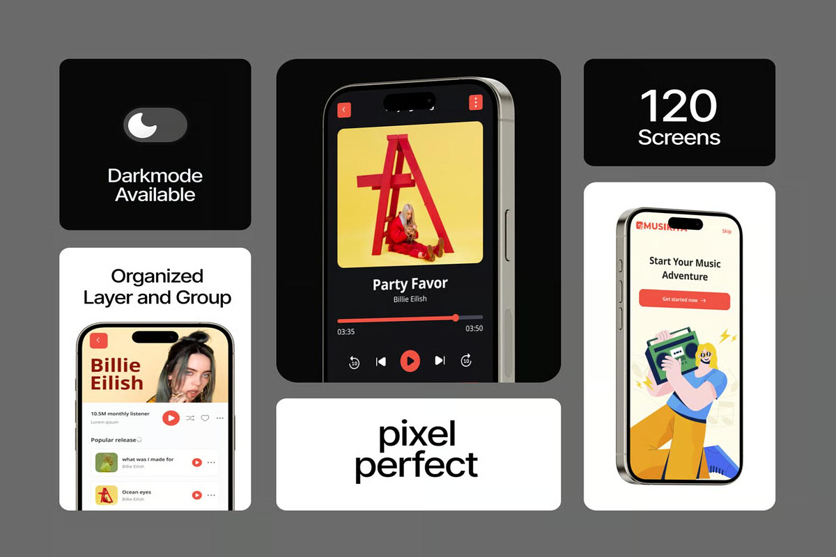 Musikita Music Player Mobile App UI, an UI Kit Template by Lumina_ui_ux202 (Photo 2 of 7)