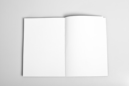Open magazine with blank pages containing background, blank, and book preview 6